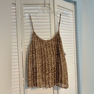 Brown and White Pleated Tank